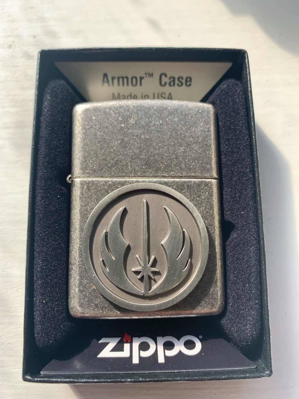New ZIPPO Armor Antique Silver Plate “Star Wars: Jedi Order” Pewter Emblem